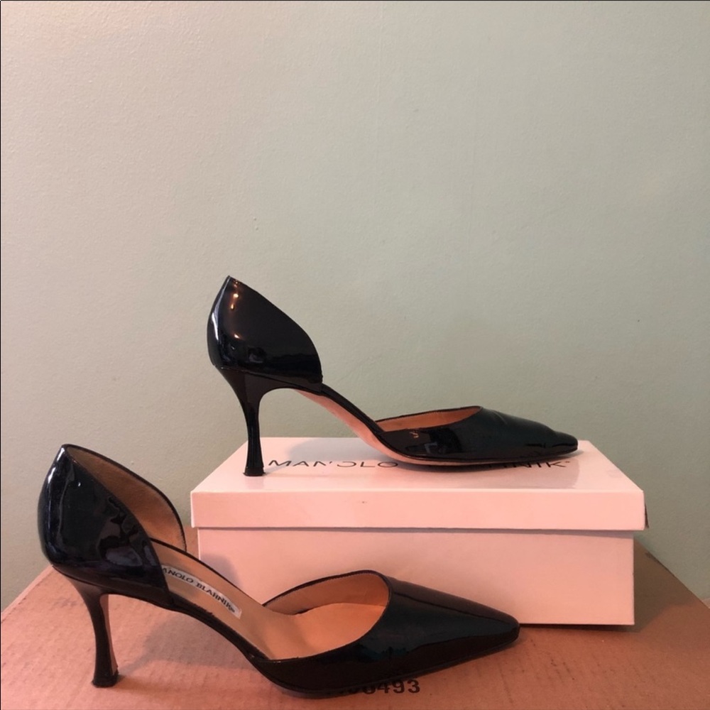 Manolo Blahnik black patent leather heels- 3.5ins